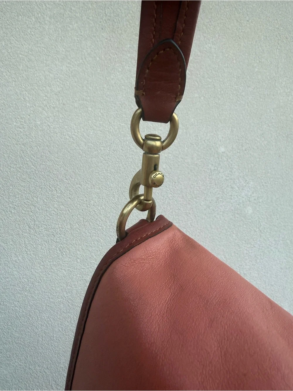 Coach soft tabby coral Shoulder Bag with Burgundy Trim & Gold 'C' Clasp